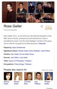 Google Knowledge Graph for the search query "Ross Geller