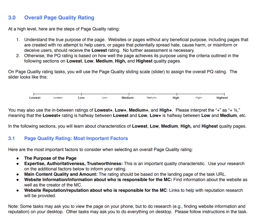 Page Quality Rating