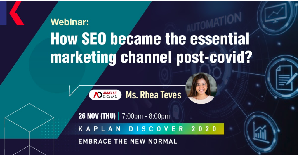 How SEO became the essential marketing channel post-covid Kaplan Discover 2020 webinar by Annelle Digital